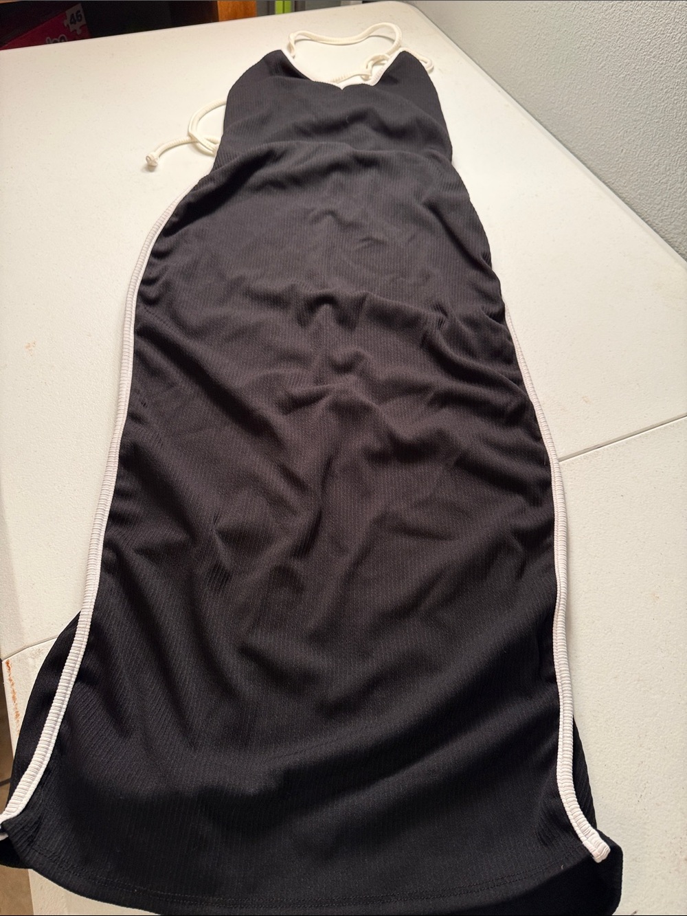Fashion Nova Black Maxi Dress with White Trim Halter